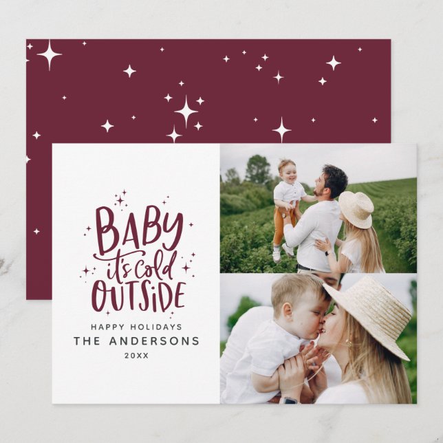 Baby seine Kälte außerhalb der Typografie Weihnach Save The Date (Vorne/Hinten)