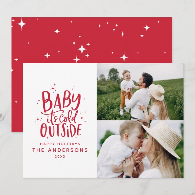 Baby seine Kälte außerhalb der Typografie Weihnach Save The Date (Vorne/Hinten)