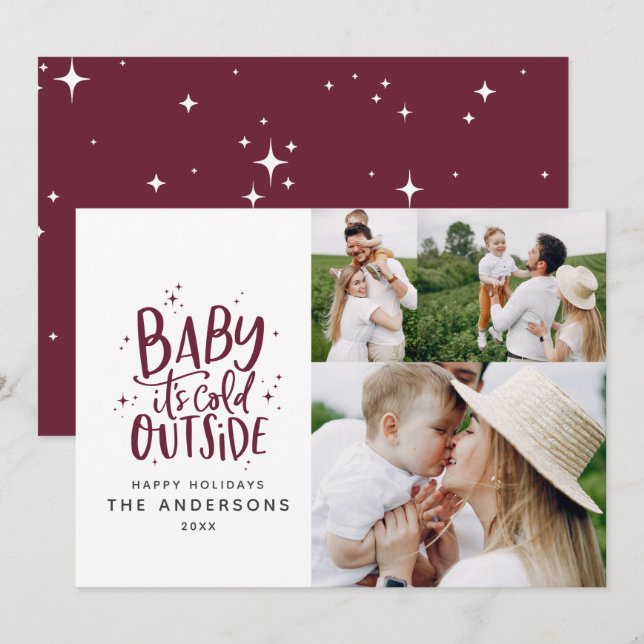 Baby seine Kälte außerhalb der Typografie Weihnach Save The Date (Vorne/Hinten)