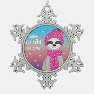 Baby seine Kälte außerhalb von Sloth Schneeflocken Zinn-Ornament