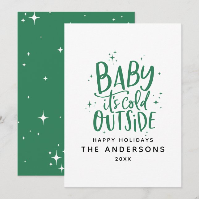 Baby seine kalte draußen typografische Weihnachtsf Save The Date (Vorne/Hinten)