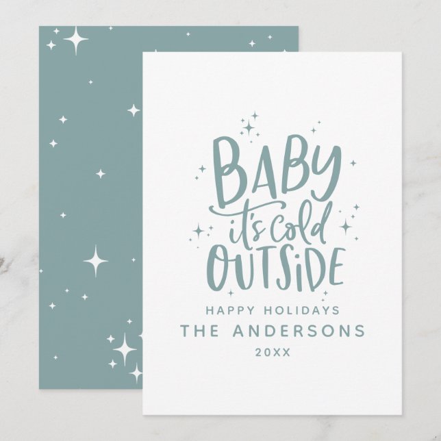 Baby seine kalte draußen typografische Weihnachtsf Save The Date (Vorne/Hinten)