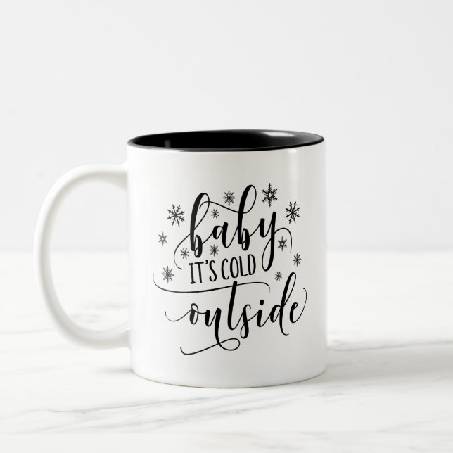 Baby seine Kälte draußen Zweifarbige Tasse (Links)