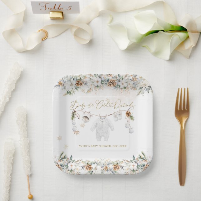 Baby seine kalte Outdoor Clothest Line Babydusche Pappteller (Hochzeit)