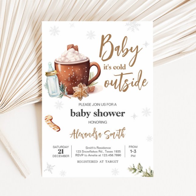 Baby seine kalte Outdoor Hot Cocoa Babydusche Einladung (Baby Its Cold Outside Baby Shower Invitation)