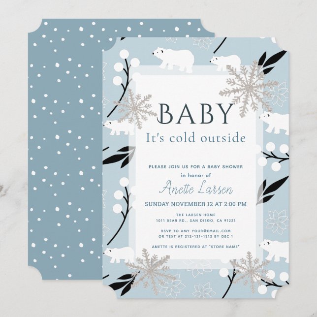 Baby seine kalte Outdoor Polar Bear Blue Baby Dusc Einladung (Vorne/Hinten)