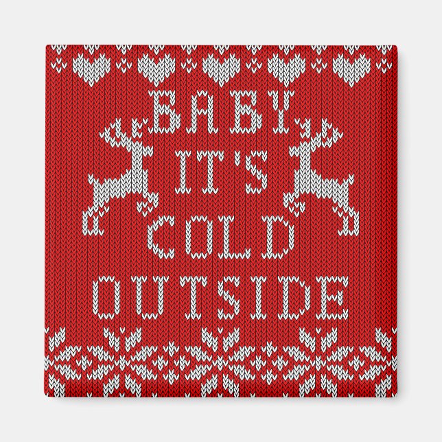 Baby seine kalte Outdoor Red Ugly Sweater Style Magnet (Vorne)