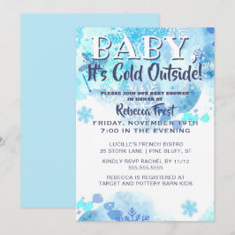 Baby seine kalte Outdoor Schneeflocken Blaue Dusch Einladung