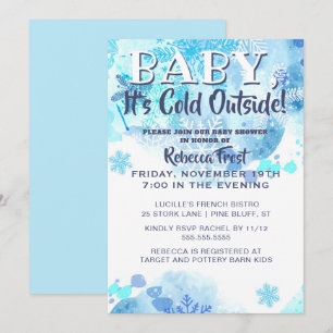 Baby seine kalte Outdoor Schneeflocken Blaue Dusch Einladung
