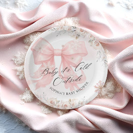 Baby seine kalte Outdoor Winter Pink Bow Babydusch Pappteller