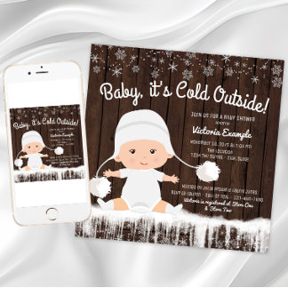 Baby seine kalte Outside Schnee Baby Dusche Einlad Einladung