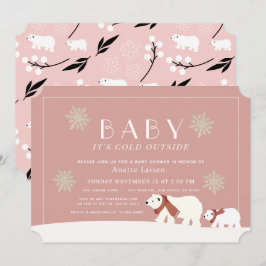 Baby seine kalten Außenpolarbären Pink Babydusche Einladung