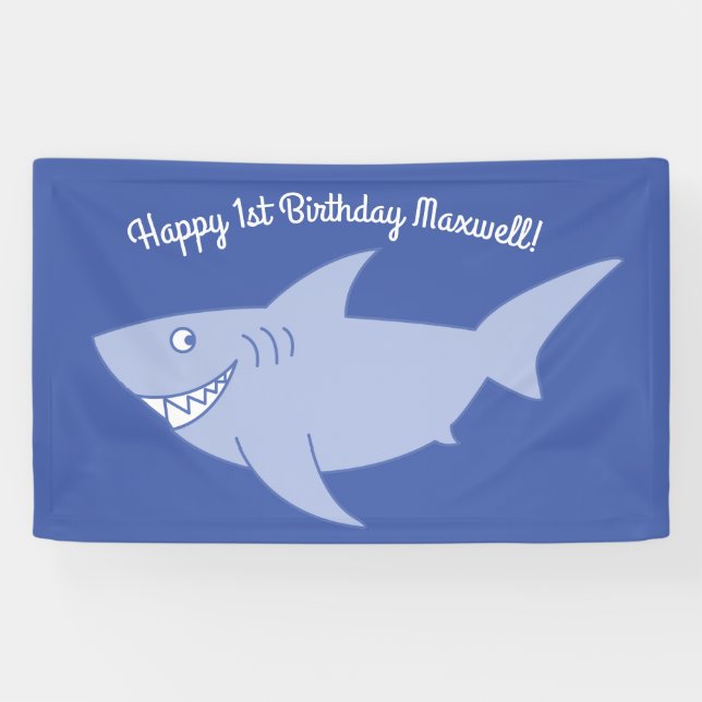 Baby Shark 1. Geburtstag Party Bannerdekor Banner (Horizontal)