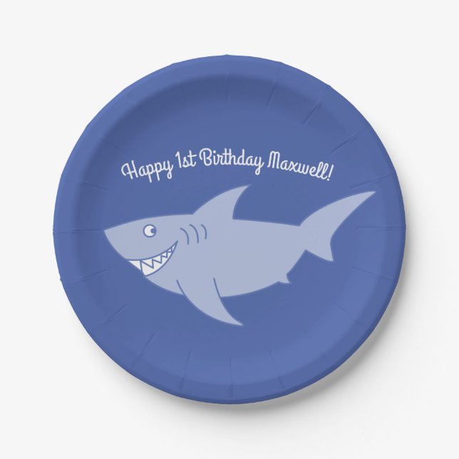 Baby Shark 1. Geburtstag Teller (Vorderseite)