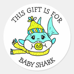 Baby Shark, Dieses Geschenk für ein Geschenk Tag W Runder Aufkleber