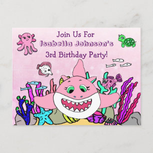 Baby Shark Family Custom Birthday Invitation