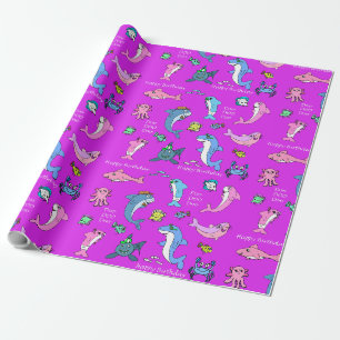 Baby Shark Family Doo Doo Happy Birthday Geschenkpapier