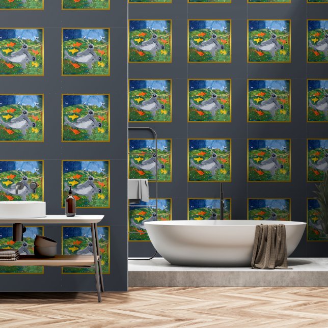 Baby Shark Kunst von Kindern Tapete (Badezimmer)