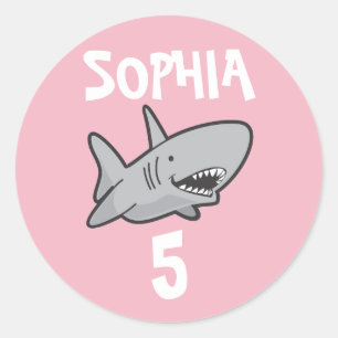 Baby Shark Pink Birthday Runder Aufkleber