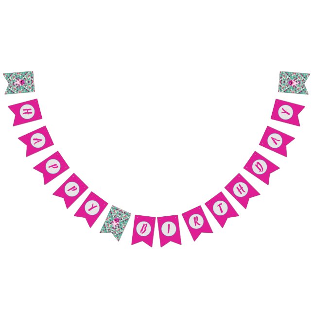 Baby Shark Pink Happy Birthday Banner Gold (Alle)