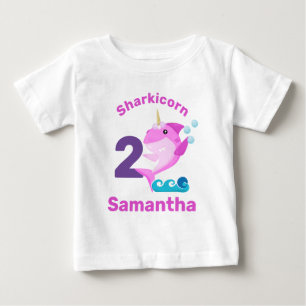 Baby Shark Pink Unicorn Name des benutzerdefiniert T-shirt