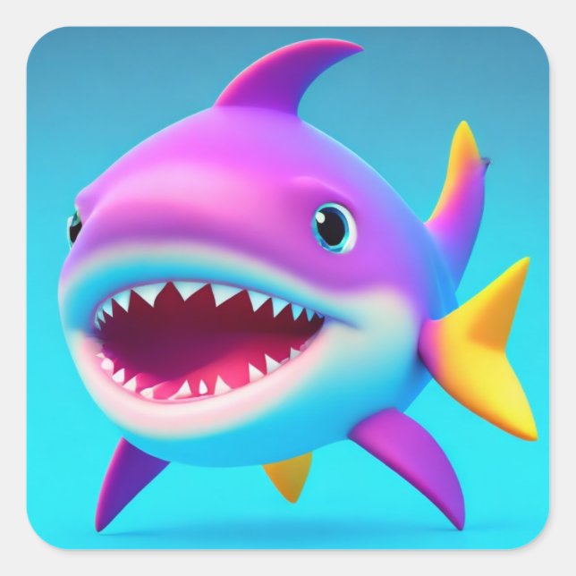 Baby Shark Quadratischer Aufkleber (Vorderseite)
