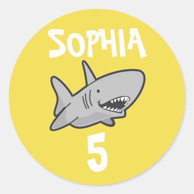 Baby Shark Yellow Birthday Runder Aufkleber (Vorderseite)