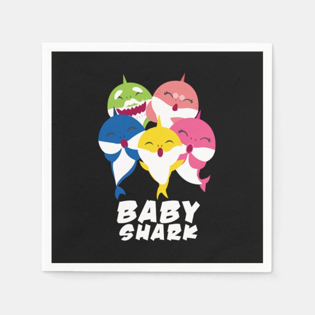 Baby Sharks Aquamarine Marine Life Oceanic Water S Serviette (Vorderseite)