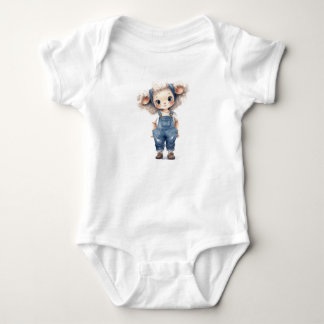 Baby Sheep Lamm mit Pigtails und Coveralls Strampler
