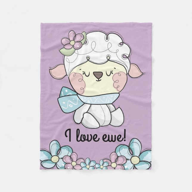 Baby Sheep Liebe Ewe You Kids Fleecedecke (Vorderseite)