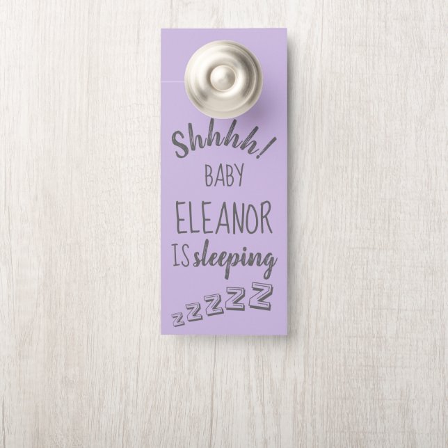 Baby Shhh schlafend Lavender Door Hanger Türanhänger (Auf Knauf)