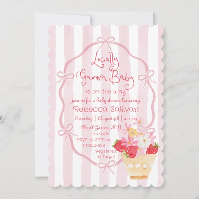 Baby Shimsical Strawberry Baby Shower Einladung (Vorderseite)