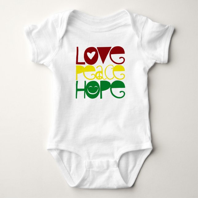 Baby-Shirt, Liebe-Friedenshoffnung Baby Strampler (Vorderseite)