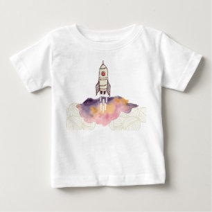 Baby-Shirt Raketen-Start Farbige Wolke Baby T-shirt