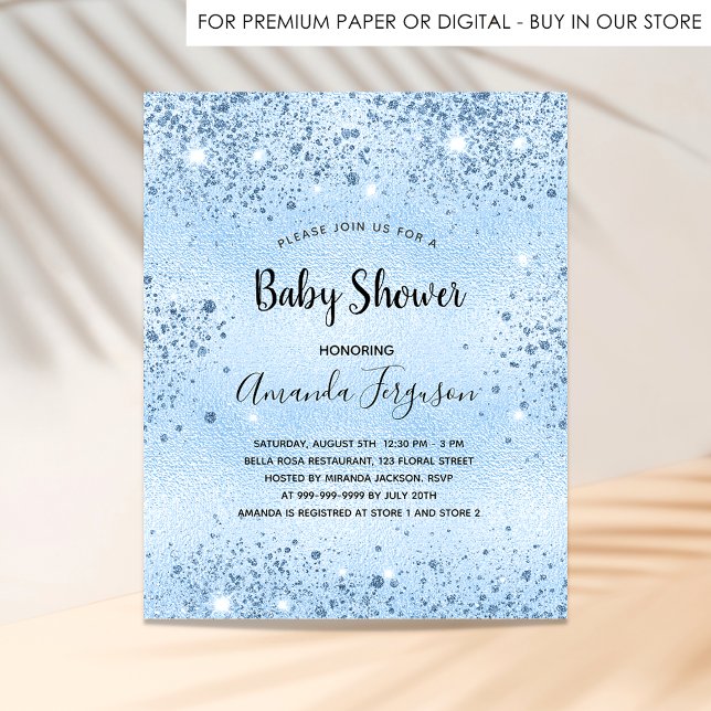 Baby Showblue Boy Glitzern - Budget-Einladung Flyer (Von Creator hochgeladen)