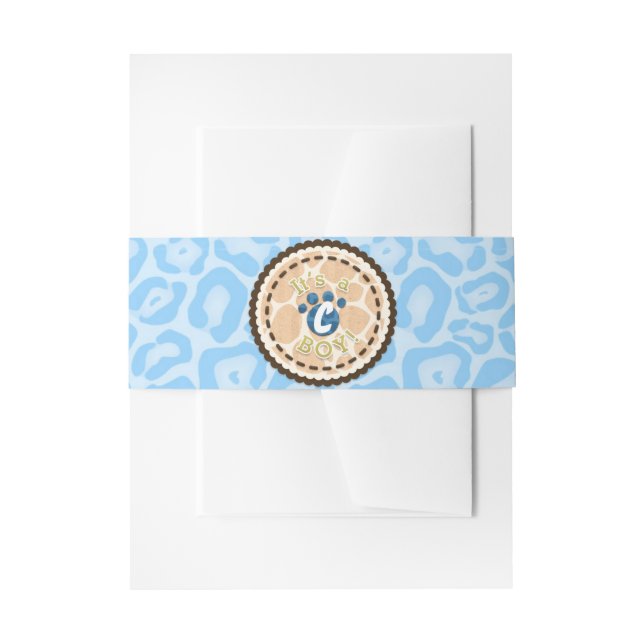 Baby Showboys Blue Safari Print Themed Party Einladungsbanderole (Vorderseite Beispiel)
