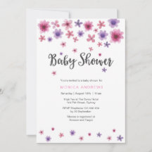 Baby Showeinladung | Rosa Aquarellblumen