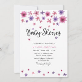 Baby Showeinladung | Rosa Aquarellblumen Einladung