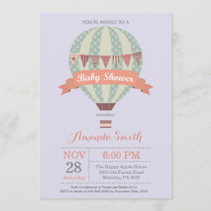 Baby shower à ballon à air chaud Invitation violet