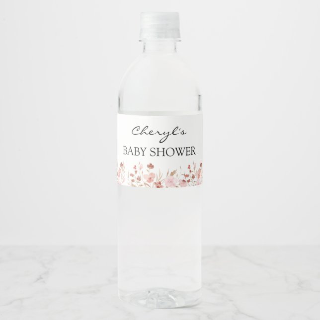 Baby shower à eau rose mignon Étiquette de bouteil (Devant)