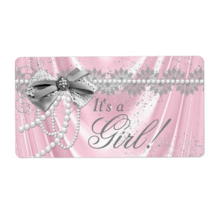 Baby shower à eau rose Satin Étiquettes