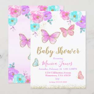 Baby shower à papillon Invitation Baby shower fill