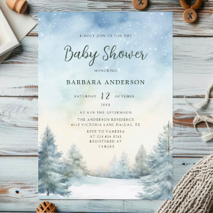 Baby shower à pin Aquarelle hiver Invitation