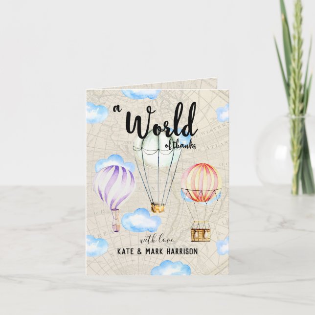 Baby shower à thème de voyage | Note Merci (Devant)