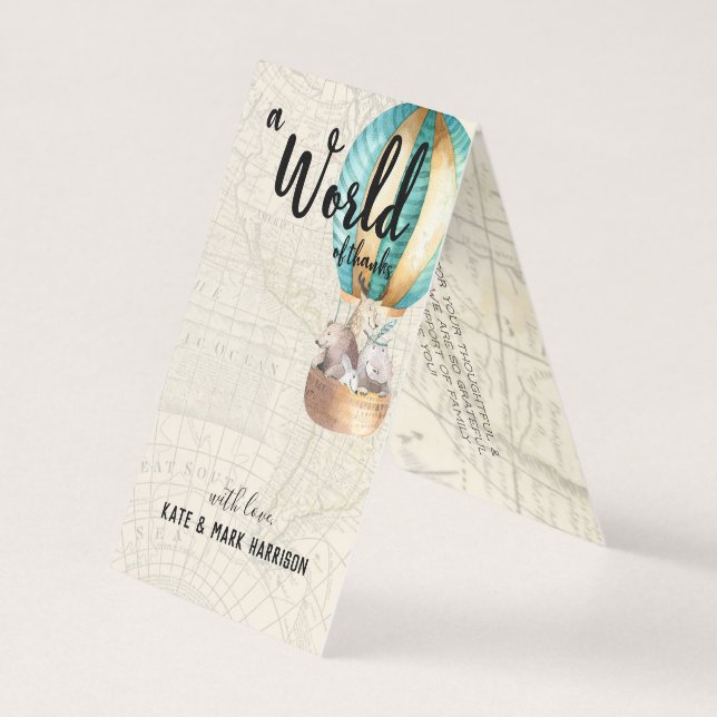Baby shower à thème de voyage | Note Merci (Front)