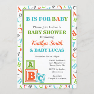 Baby shower ABC Invitation Baby shower neutre