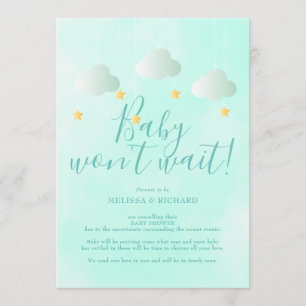 Baby-Shower-Absage: Shower per Post neutral Einladung