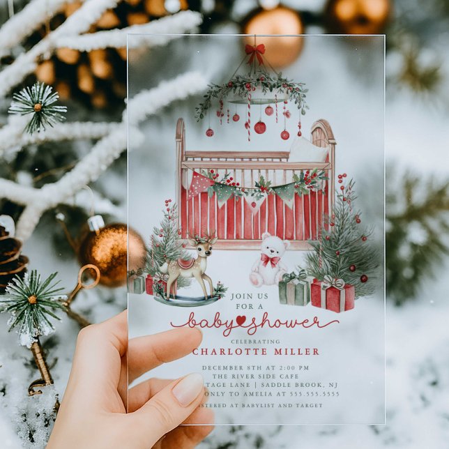 Baby shower acrylique de Noël Invitation (Créateur téléchargé)