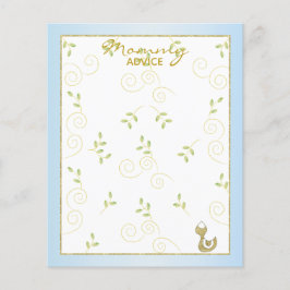 Baby Shower Advice Card "Gold Blue Birds"