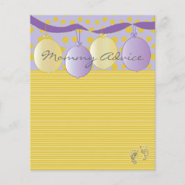 Baby Shower Advice Card "Gold Feet Balloons"
